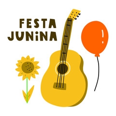 Fototapeta na wymiar Illustration for Festa Junina. Hand drawn vector on white background. 
