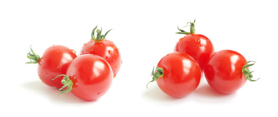 fresh cherry tomato on white background