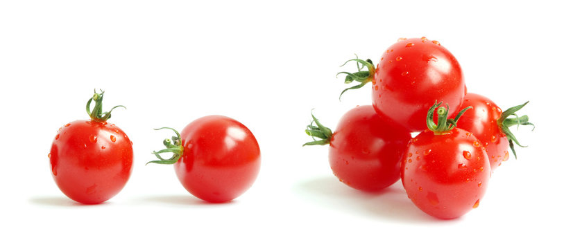 fresh cherry tomato on white background