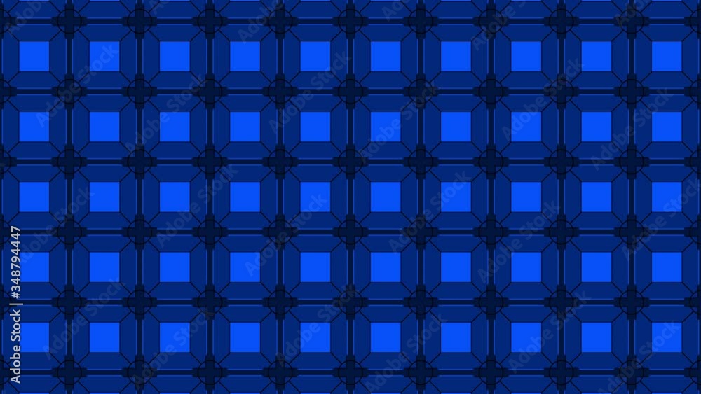 Poster tile grid animation background video - blue square graphic elements in random motion - seamless loop