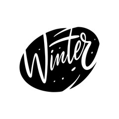 Winter lettering. Hand written word. Black color vector illustration. Isolated on white background.
