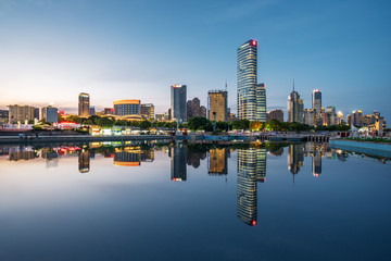 singapore city skyline at night