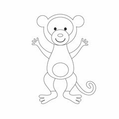 Obraz na płótnie Canvas Children's coloring book funny monkey and animals of Africa. Contour illustration for children. A monkey isolated on a white background. Wild animals of Africa and the jungle