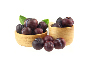 Red plum fruit  isolated on white background