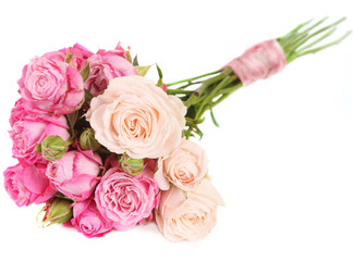 heap of roses isolated on white