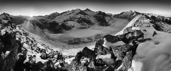 Morning in Alpes mountains, Switzerland, Europe