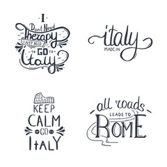 Italy hand draw lettering. Italian qoute. Vector illustration.