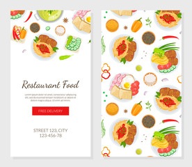 Restaurant Food Landing Page Template, Healthy Delicious Food Online Ordering, Mobile App, Web Page Flat Vector Illustration