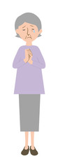涙を流すおばあちゃんの全身ベクターイラスト