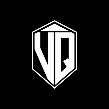 VQ logo monogram with emblem shape combination tringle on top design template