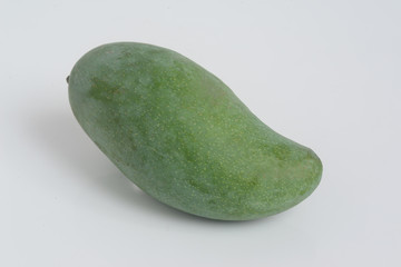 Fresh green mango fruit on white background