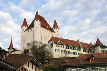 Fototapeta na wymiar Thun Castle, which is built in 1190, on city top of Thun, Canton Berne, Switzerland