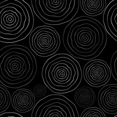 Abstract seamless background, lines and circles, black and white