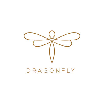 Line art Minimalist elegant Dragonfly wings logo design 
