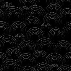 Abstract seamless background, lines and circles, black and white