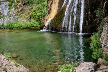 Waterfall and crystal clear pool