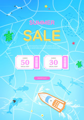 Naklejka premium Cool summer holiday shopping pop up 