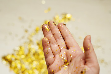 Gold sparkles in the palm of your hand.