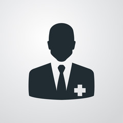 Símbolo asistencia sanitaria. Icono plano médico en fondo gris