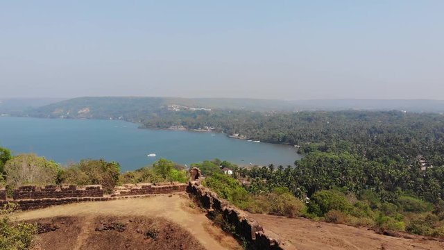 Vagator Beach Aerial View from Chapora Fort in North Goa, India