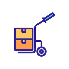 one wheeled trolley with handle and with suitcases icon vector. one wheeled trolley with handle and with suitcases sign. color symbol illustration
