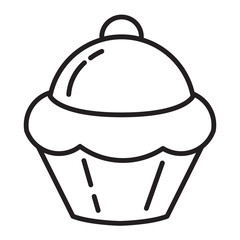 Cupcake icon.Baking sweet food.Outline vector.