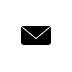 Closed envelope vector icon in black solid flat design icon isolated on white background