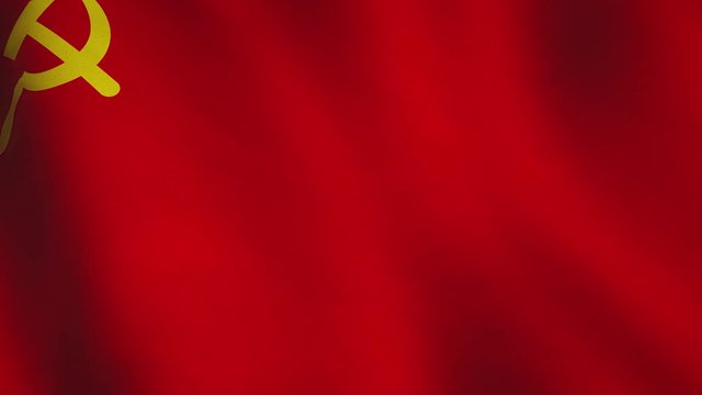 Soviet communism russian flag waving on flagpole - seamless animation loop