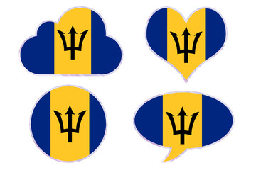 Barbados flag in different shapes