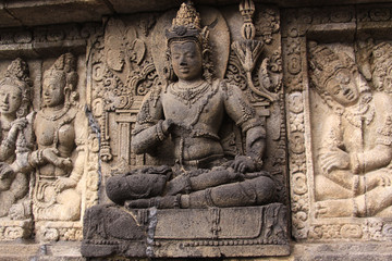 Fototapeta na wymiar Hindu god figure at Prambanan temple, Indonesia
