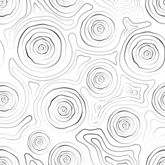 Behang Abstracte naadloze achtergrond, lijnen en cirkels, zwart en wit © Di
