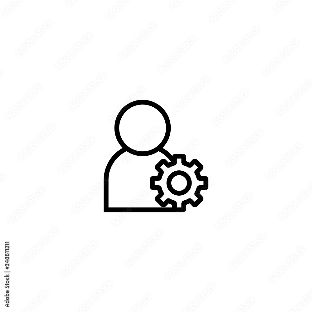 Aufkleber users settings vector icon in linear, outline icon isolated on white background