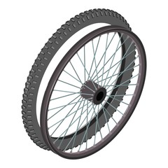 Naklejka premium Bicycle wheel icon. Isometric illustration of bicycle wheel vector icon for web