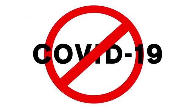End COVID-19 Lockdown quarantine sign, animation loop on a white background 4K