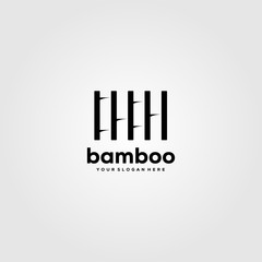 minimalist bamboo logo vector illustration design in negative space