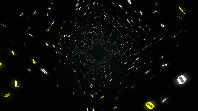 1s and 0s Programing Computer Code Technology in a Seamless Tunnel Loop - Big Data Systems