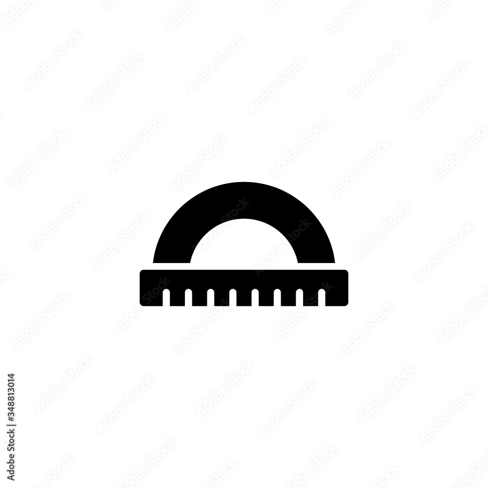 Poster semicircle with ruler vector icon in black solid flat design icon isolated on white background