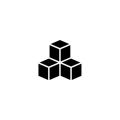 Cube vector icon in black solid flat design icon isolated on white background