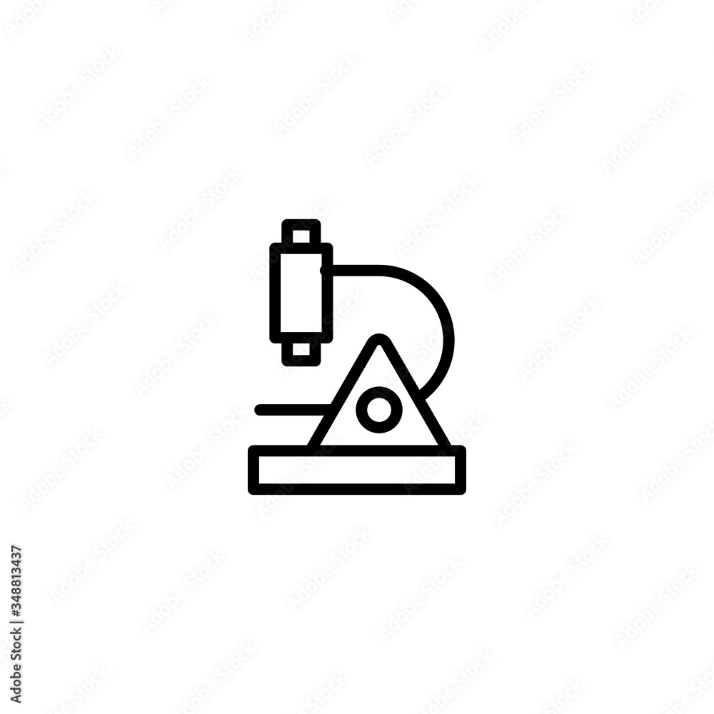 Poster microscope vector icon in linear, outline icon isolated on white background