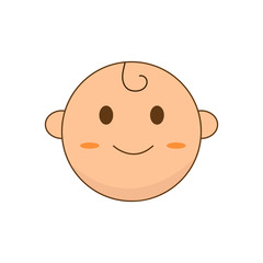 cute baby face smiling icon over white background. 
