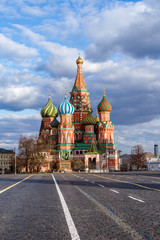 Fototapeta premium Covid-19, quarantine in Moscow, coronavirus in Russia. Empty Red Square without people
