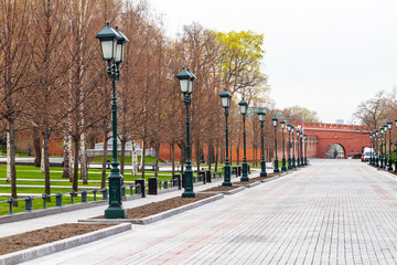 Covid-19, quarantine in Moscow, coronavirus in Russia. Empty streets without people. Alexander...