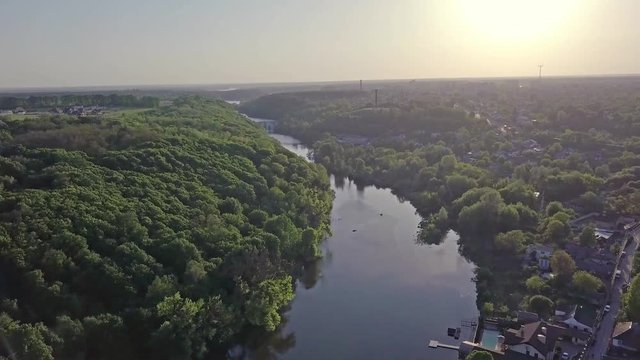 Aerial view of the Teterev river in the city of Zhytomyr, Ukraine