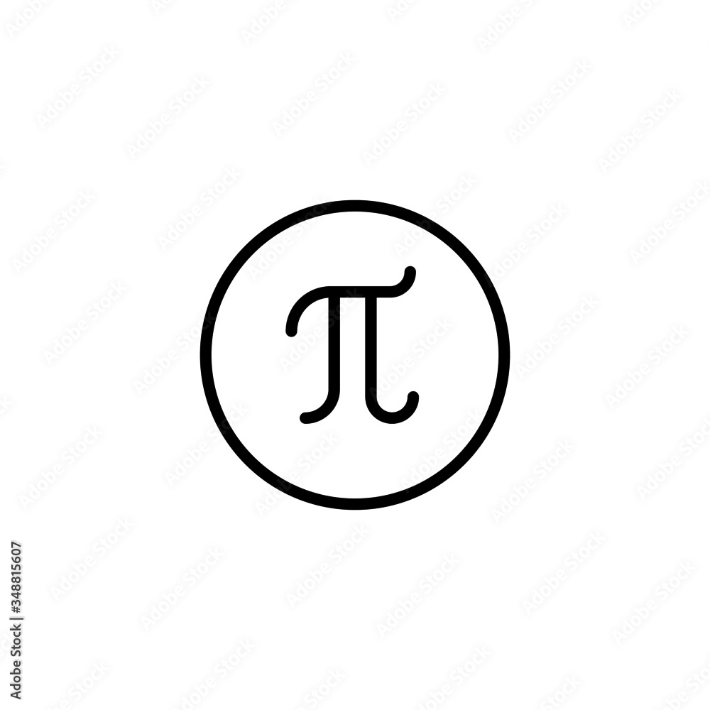 Poster pi vector icon in linear, outline icon isolated on white background