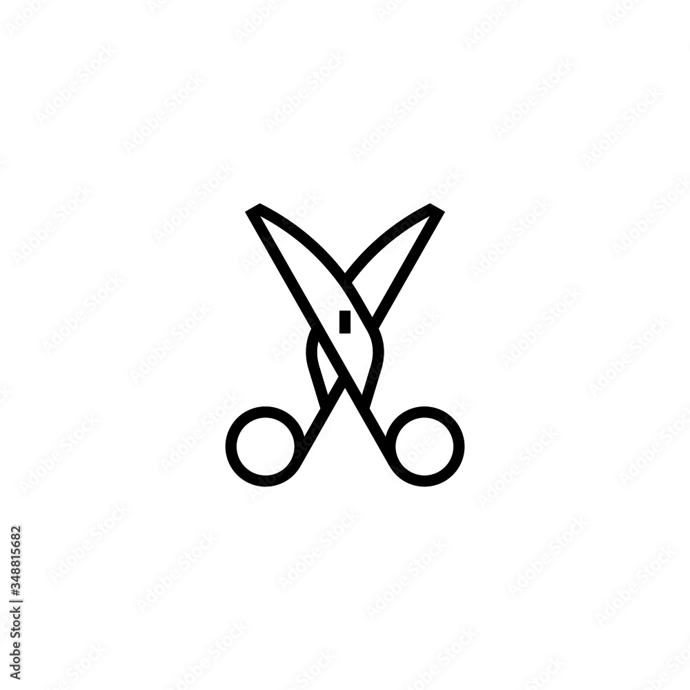 Poster scissors vector icon in linear, outline icon isolated on white background