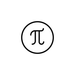 Pi vector icon in linear, outline icon isolated on white background