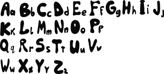 Black hand draw doodle abc alphabet. Vector stock