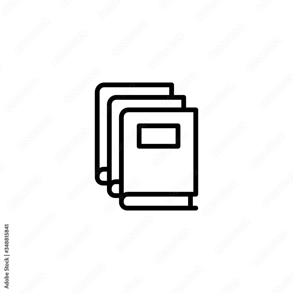 Poster stack of books vector icon in linear, outline icon isolated on white background