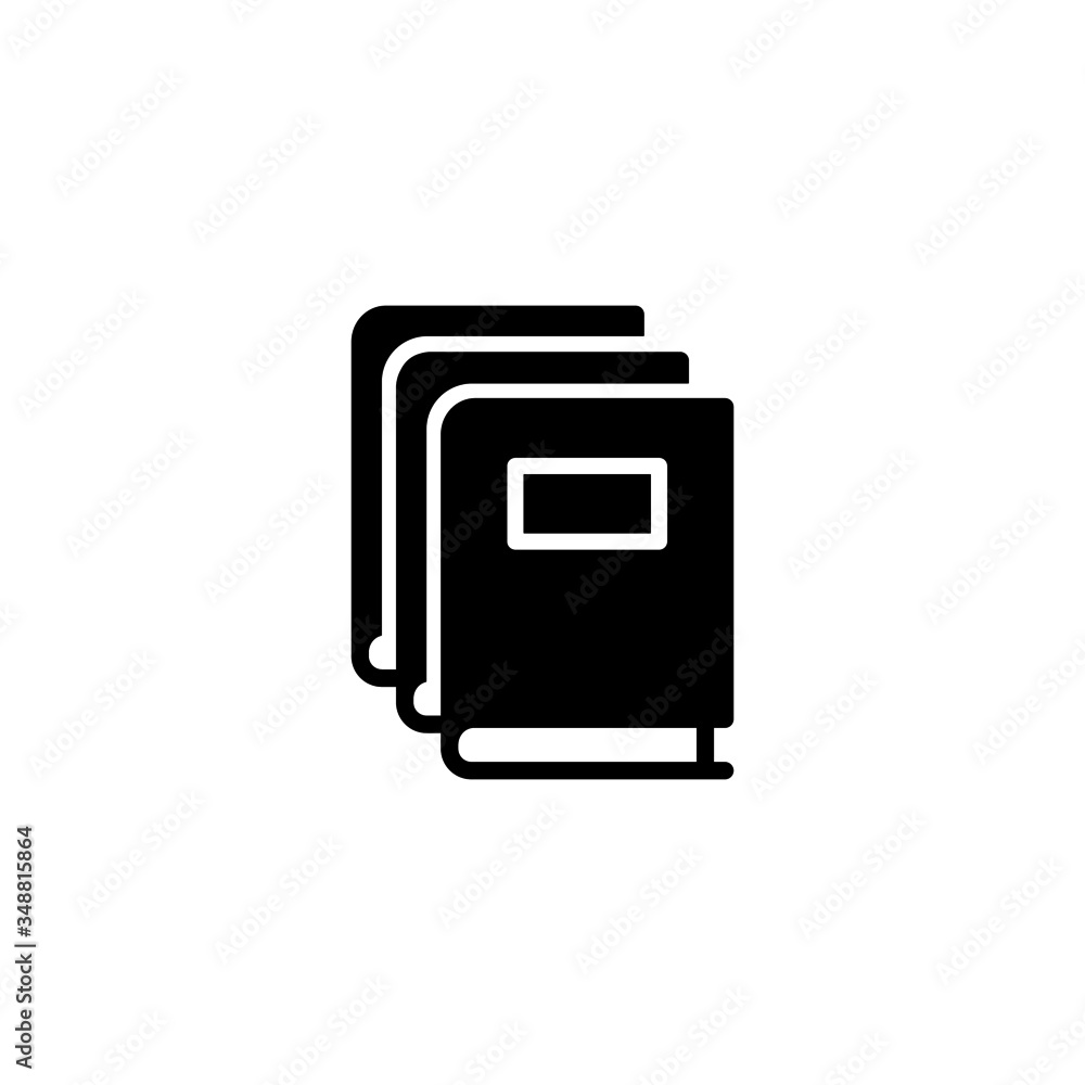 Poster stack of books vector icon in black solid flat design icon isolated on white background