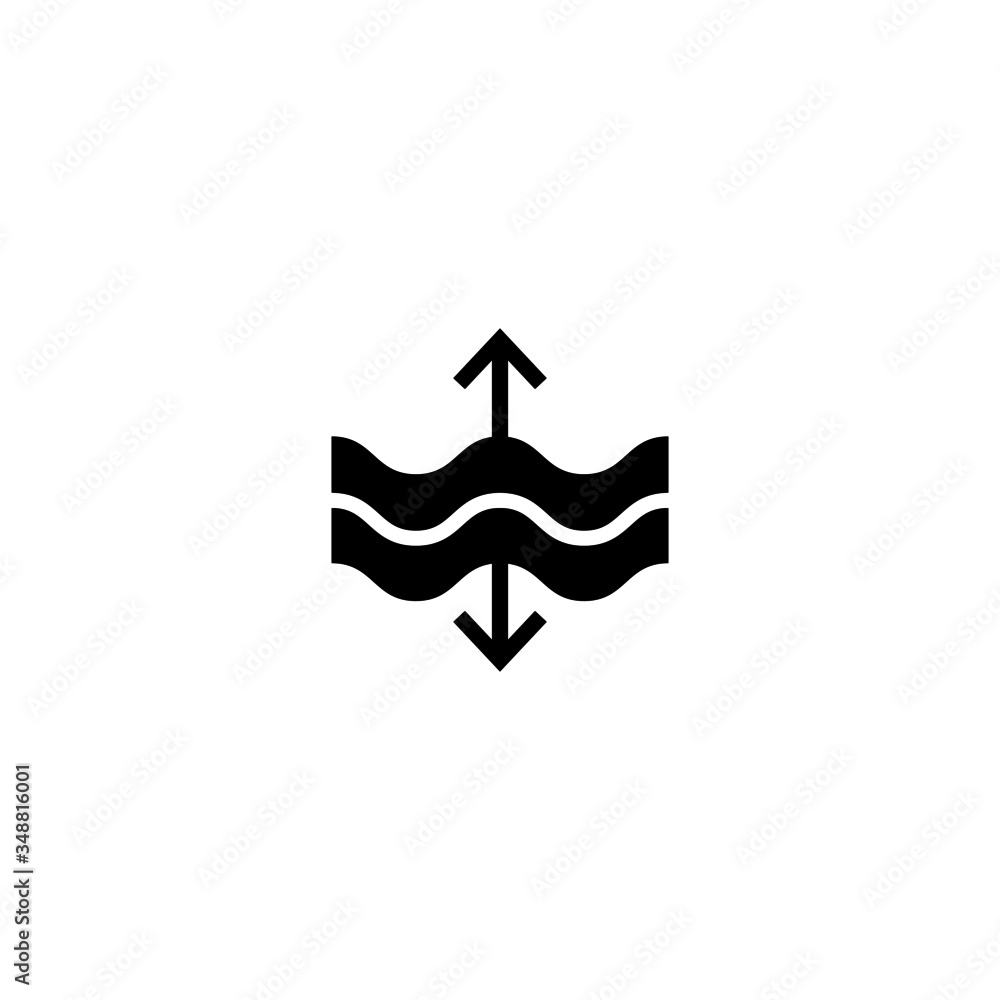 Poster archimedes principle vector icon in black solid flat design icon isolated on white background